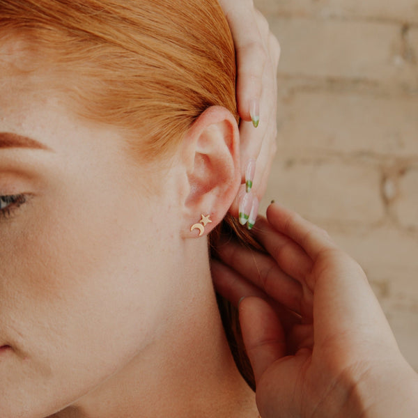 Moon & Star Studs - - Earrings - Ofina