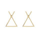 SALE - 10k Solid Gold Chevron Triangle Ear Jacket Studs - - Earrings - Ofina