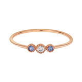 18k Tri Blue Sapphire and Diamond Ring - - Rings - Ofina