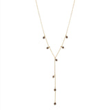 Tiny Smoky Quartz Stone Y-Drop Necklace - - Necklaces - Ofina