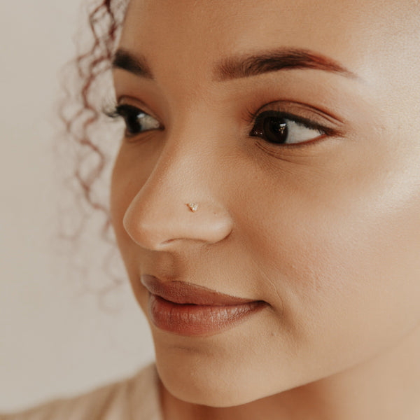10k Solid Gold Triple CZ Nose Stud - - Nose - Ofina