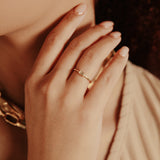 10k Solid Gold Horizontal Baguette Ring - - Rings - Ofina