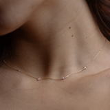 14k Solid Gold Multi-Sparkle Necklace - - Necklaces - Ofina
