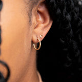 SALE - 10k Solid Gold Twisted Hoop Studs - - Earrings - Ofina