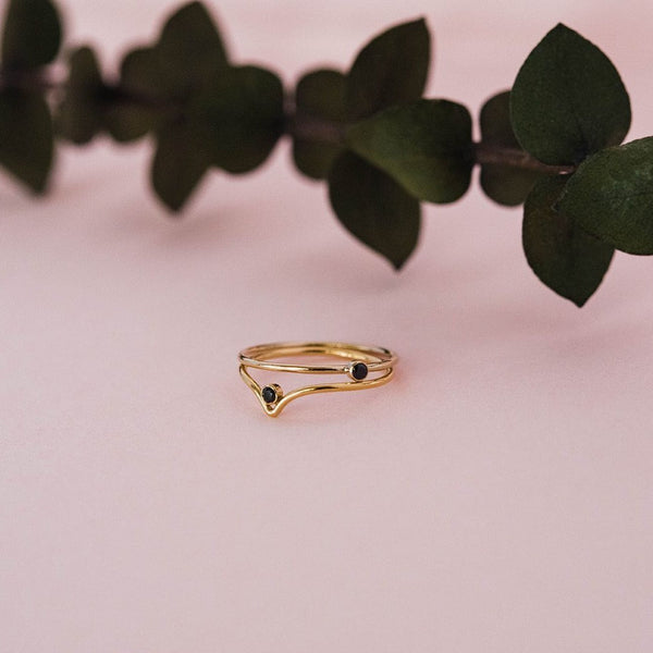 Black CZ Chevron Ring - - Rings - Ofina