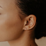 10k Solid Gold Tiny Round/Teardrop CZ Studs - - Earrings - Ofina