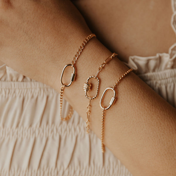 Elongated Oval Link Carabiner Bracelet - - Bracelets - Ofina