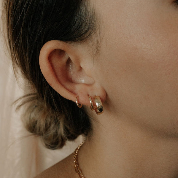 10k Solid Gold Thick Huggies - - Earrings - Ofina