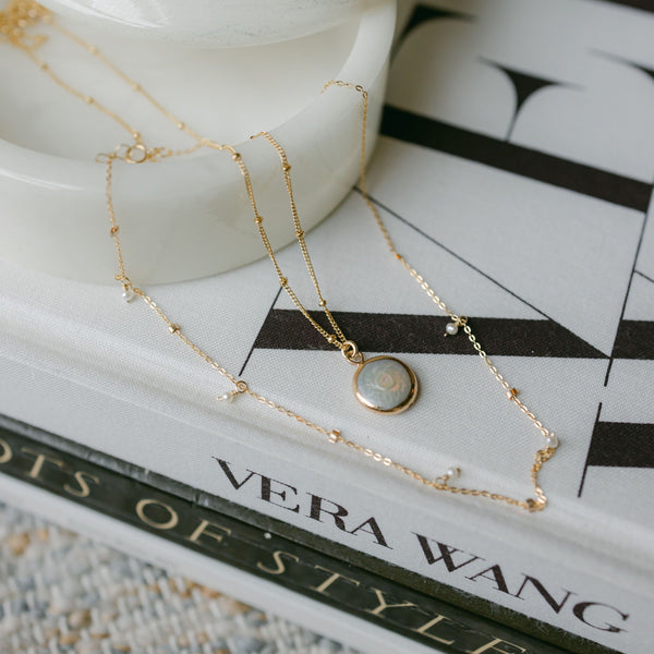 Gold Dipped Pearl Coin Necklace - - Necklaces - Ofina