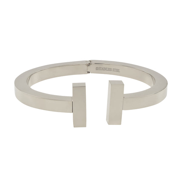 Open Thick Double Bar Cuff - Silver - Bracelets - Ofina