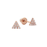 10k Solid Gold CZ Triangle Studs - Rose Gold - Earrings - Ofina