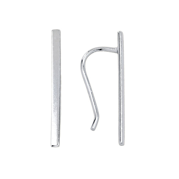 Long Bar Ear Crawler - Silver - Earrings - Ofina