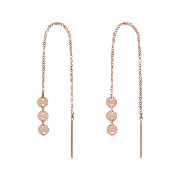 Geometric Ear Threaders (more shapes) - 3 Discs / Rose Gold - Earrings - Ofina