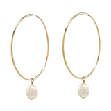 Detachable Pearl Hoop Earrings - Gold / 40mm - Earrings - Ofina