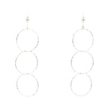 Triple Diamond Cut Drop Earrings - Silver - Earrings - Ofina