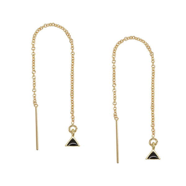 Geometric Ear Threaders (more shapes) - Black Triangle / Gold - Earrings - Ofina