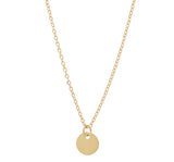 Solid Gold Tiny Disc on Thin Chain Necklace - Yellow Gold - Necklaces - Ofina