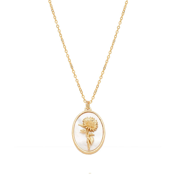 Birth Flower Necklace - September - Poppy - Necklaces - Ofina
