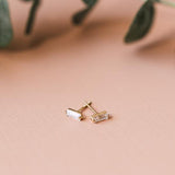 10k Solid Gold Baguette CZ Studs - - Earrings - Ofina