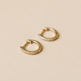 14k Diamond Huggie Hoop Earrings - - Earrings - Ofina