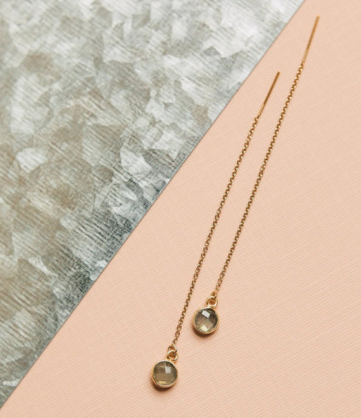Bezel Stone Ear Threaders (more stones) - Earrings -  -  - Azil Boutique