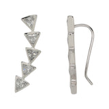 SALE - Curved CZ Multi-Triangle Ear Crawler - Small / Silver / Right - Earrings - Ofina