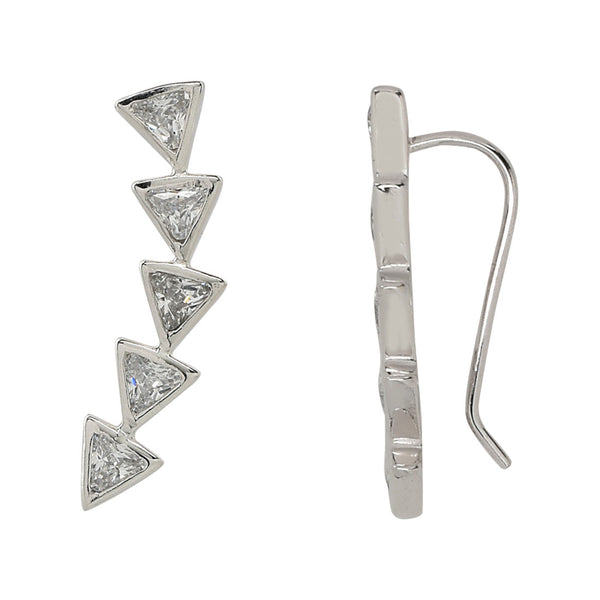 SALE - Curved CZ Multi-Triangle Ear Crawler - Small / Silver / Right - Earrings - Ofina