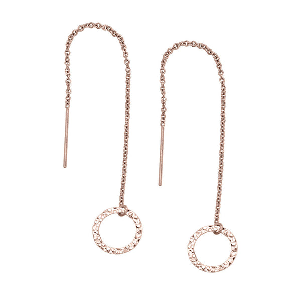Geometric Ear Threaders (more shapes) - Hammered Circle / Rose Gold - Earrings - Ofina
