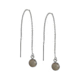 Bezel Stone Ear Threaders (more stones) - Labradorite / Silver - Earrings - Ofina