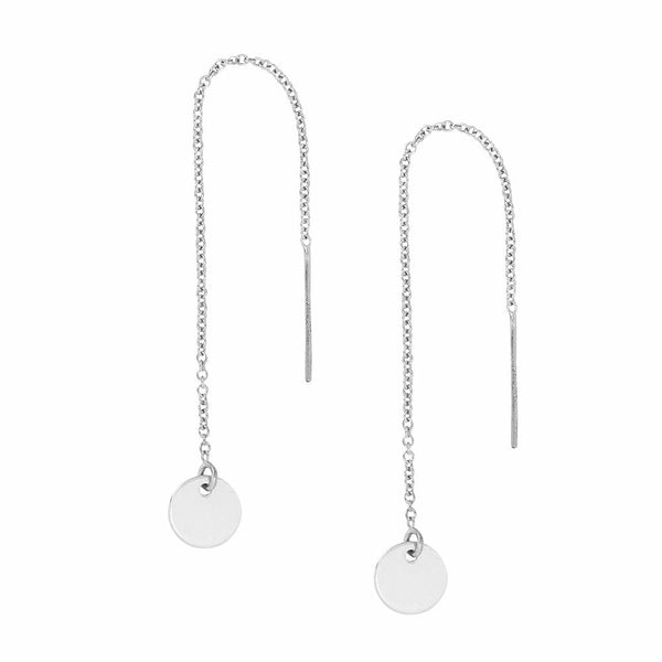 Geometric Ear Threaders (more shapes) - Earrings - Disc - Disc / Silver - Azil Boutique