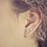 10k Solid Gold 5mm CZ Studs - - Earrings - Ofina