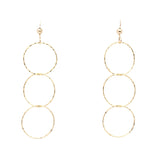 Triple Diamond Cut Drop Earrings - Gold - Earrings - Ofina