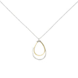 Double Brushed Teardrop Necklace - Gold Teardrop l Silver Teardrop and Chain - Necklaces - Ofina