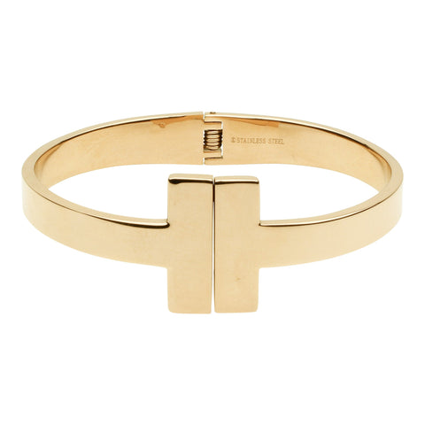 SALE - Closed Double Bar Hinged Cuff - Gold - Bracelets - Ofina