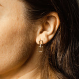 Oval Double Link CZ Studs - - Earrings - Ofina