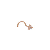 10k Solid Gold Triple CZ Nose Stud - Rose Gold - Nose - Ofina