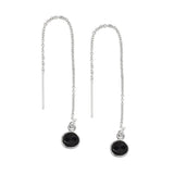 Bezel Stone Ear Threaders (more stones) - Black Onyx / Silver - Earrings - Ofina