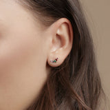 10K Solid Gold CZ Colorful Crawler Studs - - Earrings - Ofina