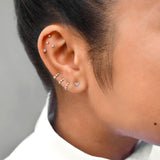 10k Solid Gold CZ Studs - - Earrings - Ofina