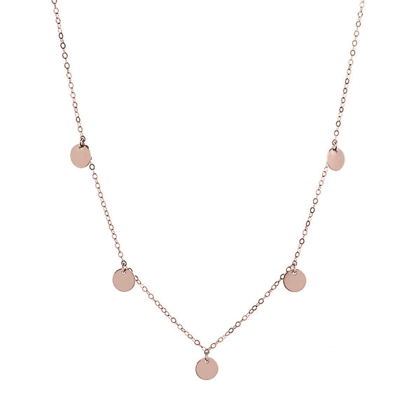 5 Tiny Discs Necklace - Choker / Rose Gold - Necklaces - Ofina