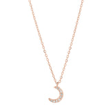 CZ Tiny Half Moon Necklace - Rosegold - Necklaces - Ofina