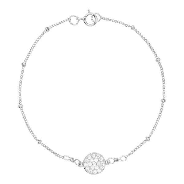 Multi-CZ Round Ball Chain Bracelet - Silver - Bracelets - Ofina