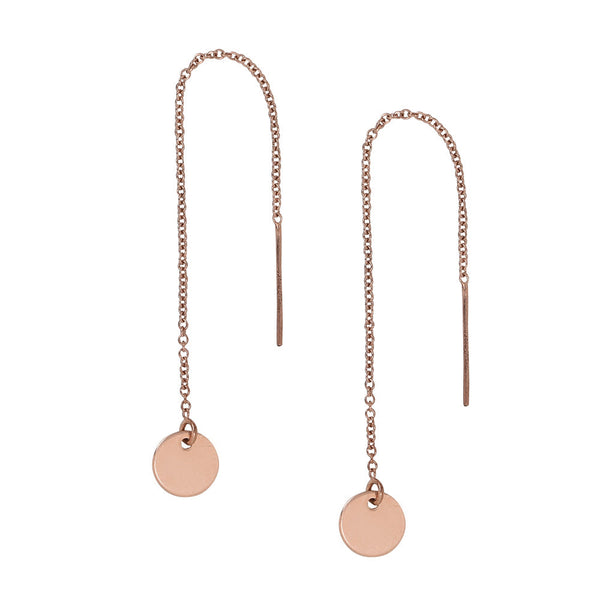 Geometric Ear Threaders (more shapes) - Disc / Rose Gold - Earrings - Ofina