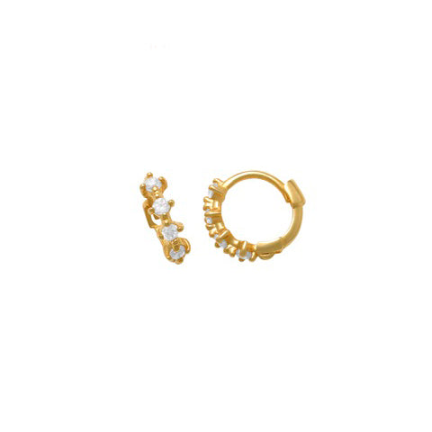 10k Solid Gold Prong CZ Huggie - Yellow Gold / 7mm - Sold Individually - Earrings - Ofina
