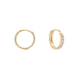 10k Solid Gold Channel CZ Huggie - Large - Sold Individually / Yellow Gold - Earrings - Ofina