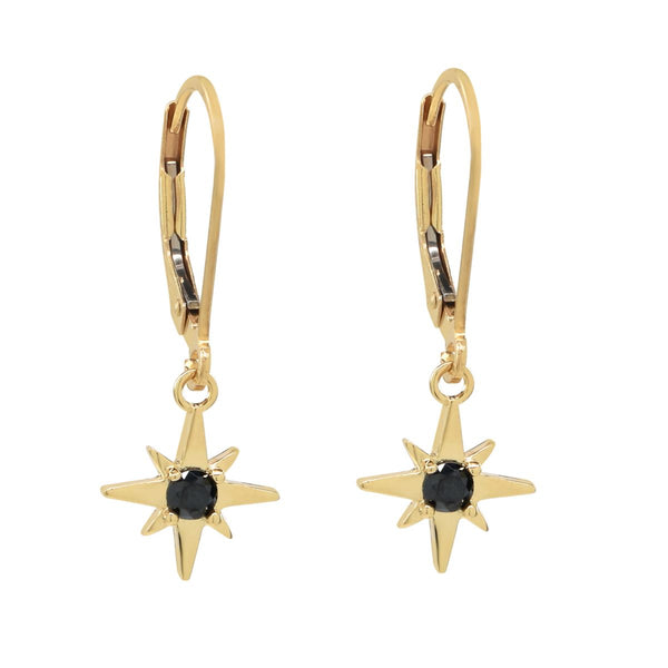 Black CZ Star Leverback Earrings - - Earrings - Ofina