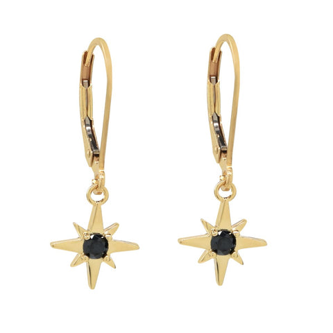 Black CZ Star Leverback Earrings - - Earrings - Ofina