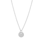 Solid Gold Tiny Disc on Thin Chain Necklace - White Gold - Necklaces - Ofina