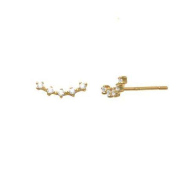 10k Solid Gold Tiny CZ Curved Crawler - - Earrings - Ofina