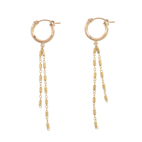 Round Multi Bar Chain Dangle Hoops - - Earrings - Ofina
